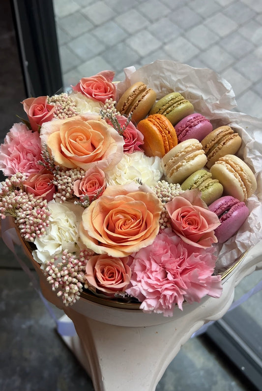 Flowers with Macarons