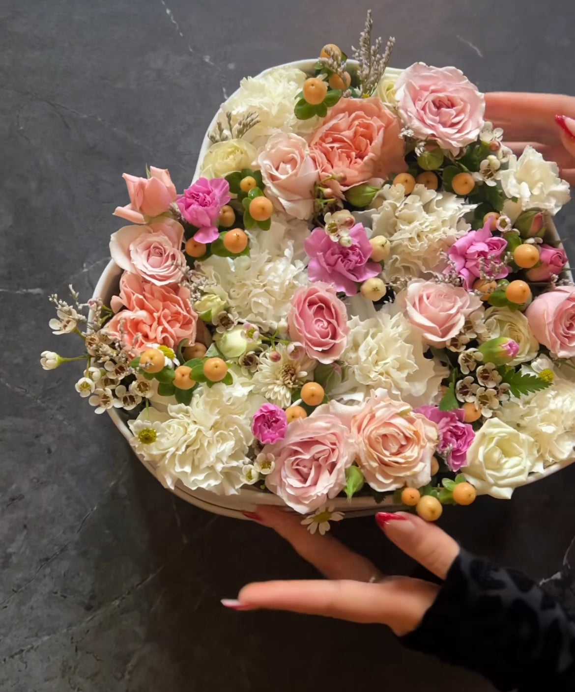 Heart Box with Seasonal flowers