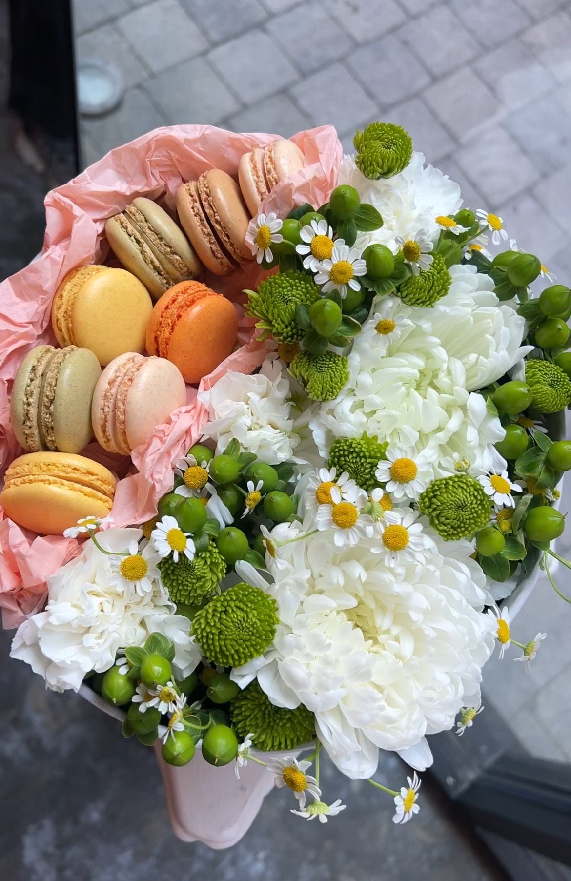 Flowers with Macarons