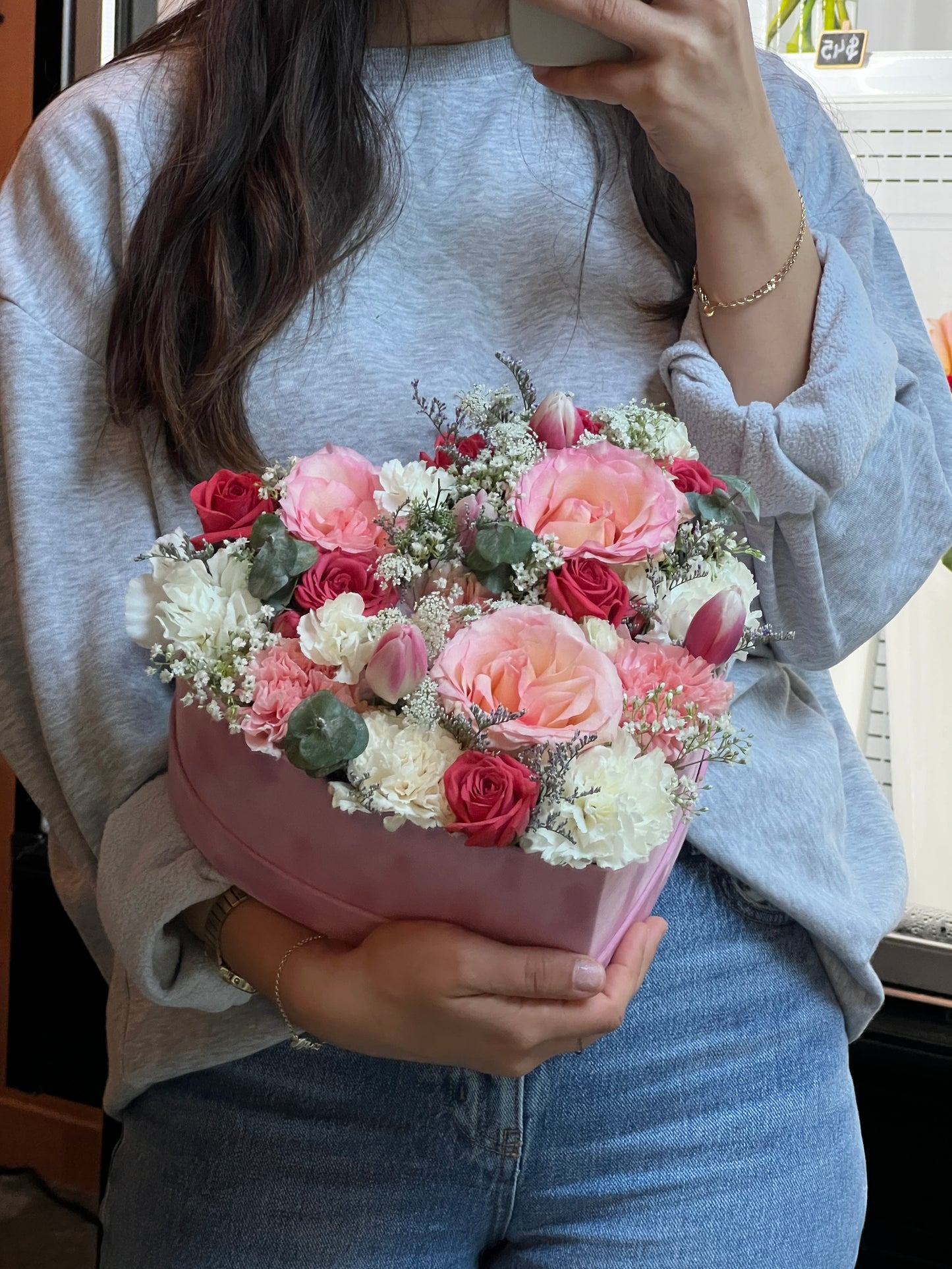 Heart Box with Seasonal flowers